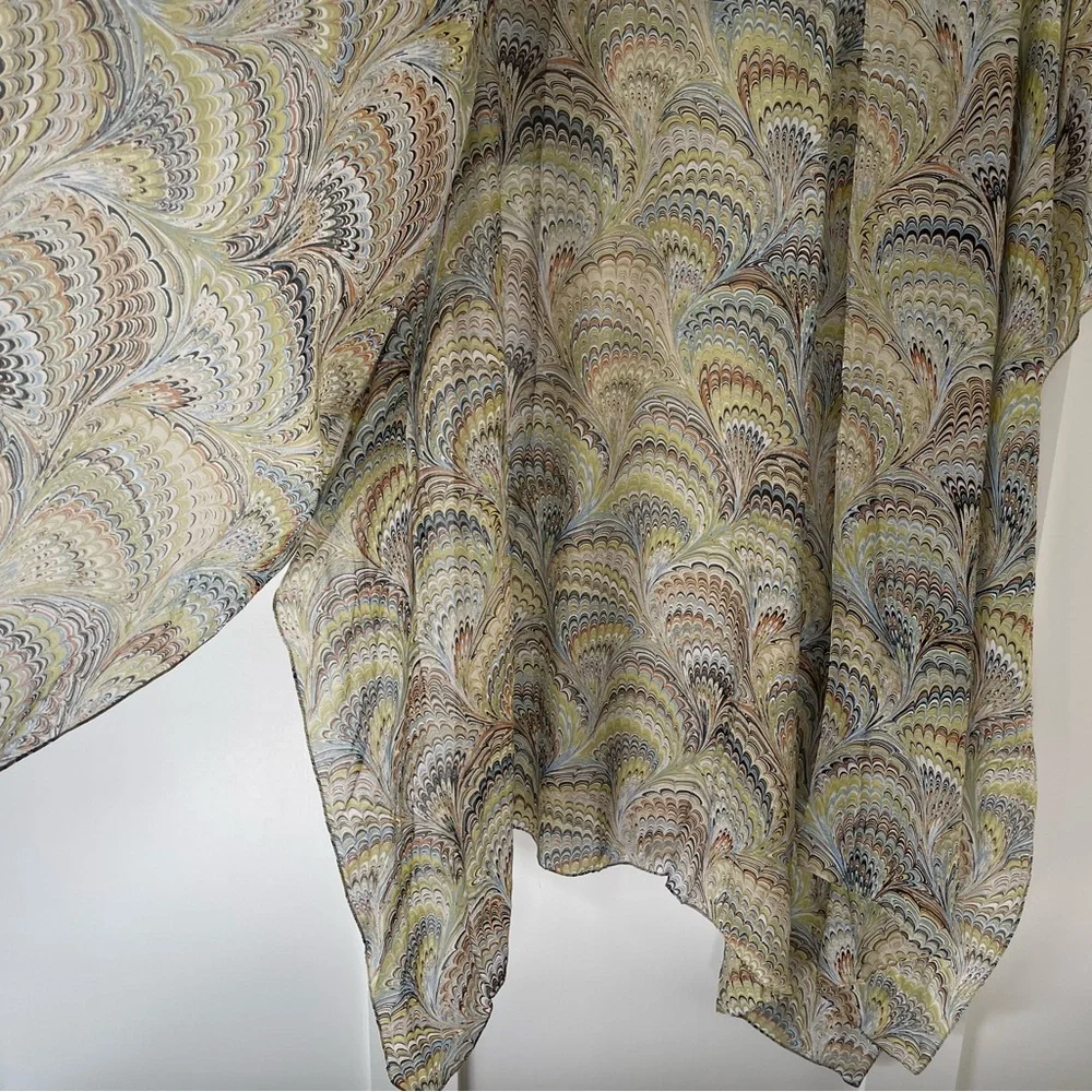 One Hundred Stars Long Kimono Marbled Green - Picture 5 of 8